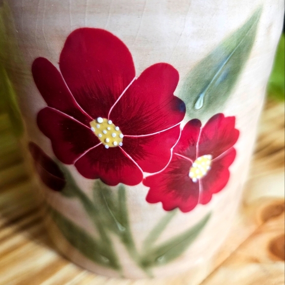 Ambience Collections Fleur Rustique Canister Covered Jar Red Poppy Flowers - Picture 4 of 4